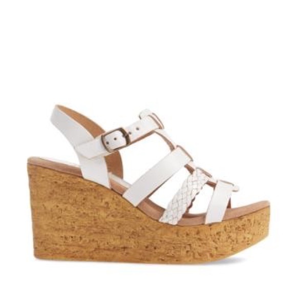 NIB Miles Vintage White Cork Platform Wedge Sandal - Picture 5 of 6